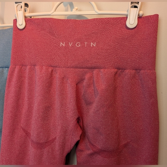 BUNDLE OF 2 NVGTN Seamless Women Leggings Size Medium Pink And Blue Activewear - Picture 10 of 15